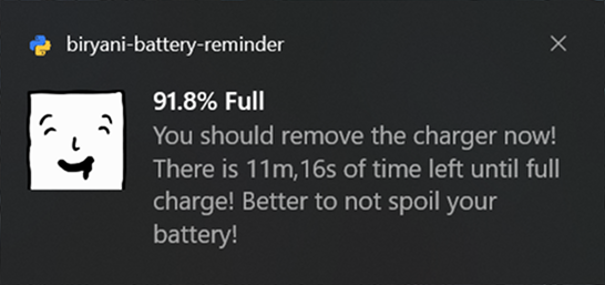 91.8% full removal warning notification