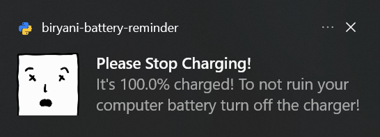 Please Stop Charging notification at 100%