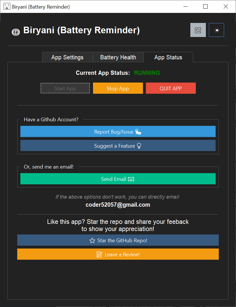 App Status - Dark