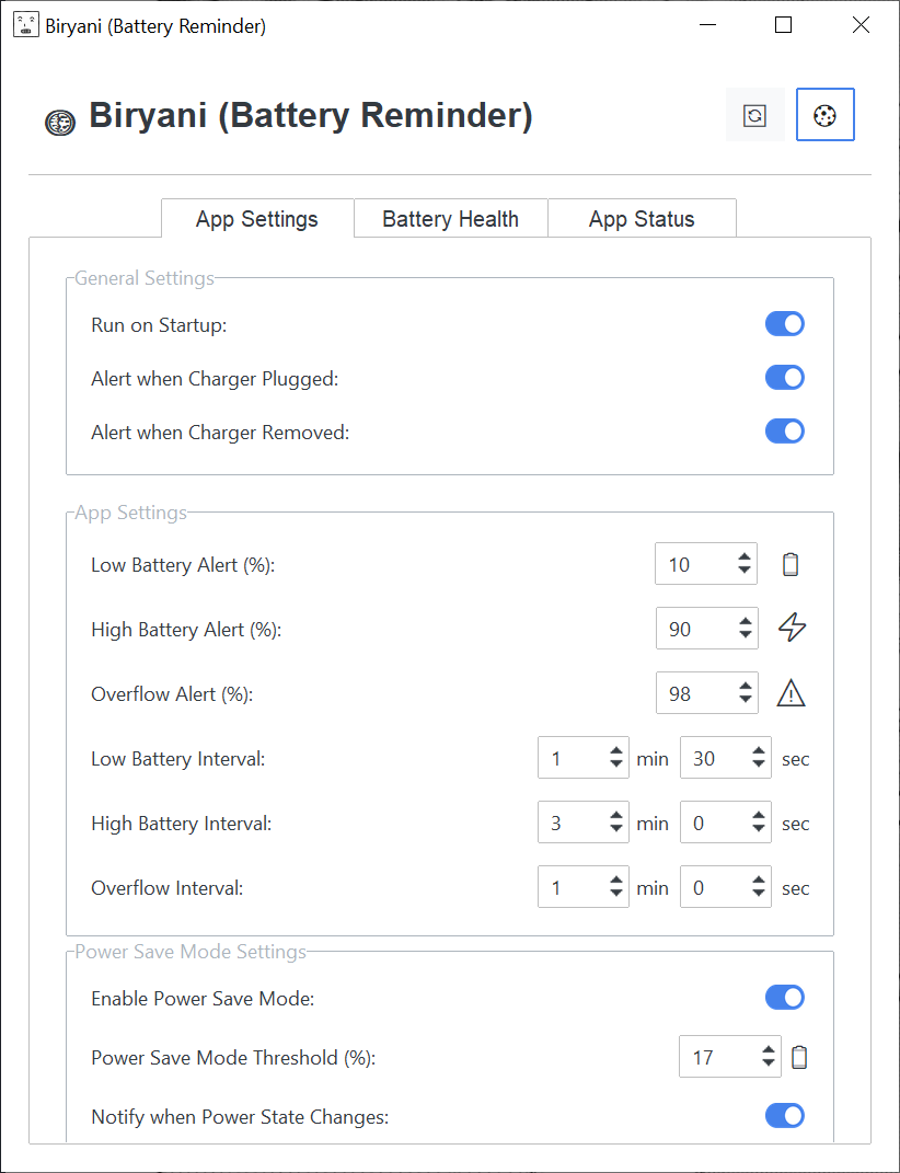App Settings - Light